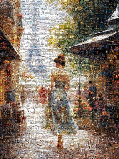 Stunning Paris Mosaic Artwork - Captivating Cityscape of the Eiffel Tower and Charming Streets AtelierMosaics