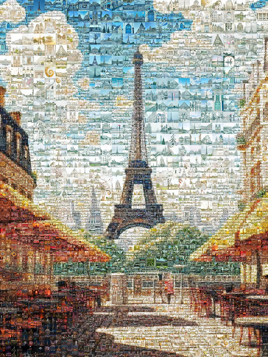 Stunning Paris Mosaic Artwork - Iconic Eiffel Tower & Cityscape - Perfect Wall Decor for Home or Office AtelierMosaics