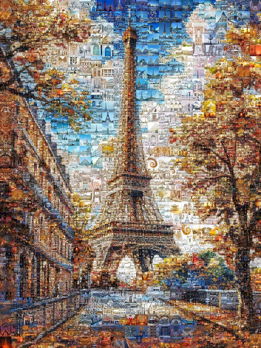 Stunning Paris Mosaic Artwork - Eiffel Tower Collage Print for Home or Office Decor AtelierMosaics