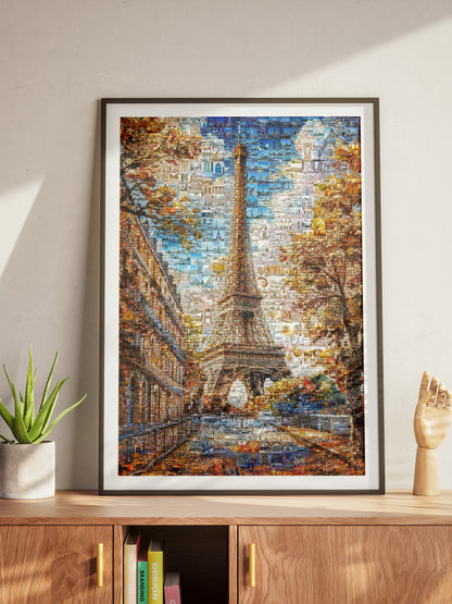 Stunning Paris Mosaic Artwork - Eiffel Tower Collage Print for Home or Office Decor AtelierMosaics