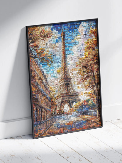 Stunning Paris Mosaic Artwork - Eiffel Tower Collage Print for Home or Office Decor AtelierMosaics