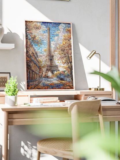 Stunning Paris Mosaic Artwork - Eiffel Tower Collage Print for Home or Office Decor AtelierMosaics