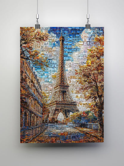 Stunning Paris Mosaic Artwork - Eiffel Tower Collage Print for Home or Office Decor AtelierMosaics