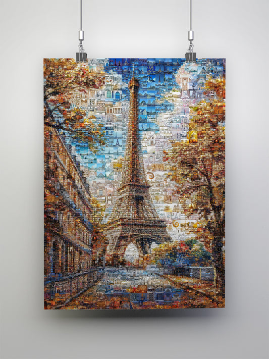 Stunning Paris Mosaic Artwork - Eiffel Tower Collage Print for Home or Office Decor AtelierMosaics
