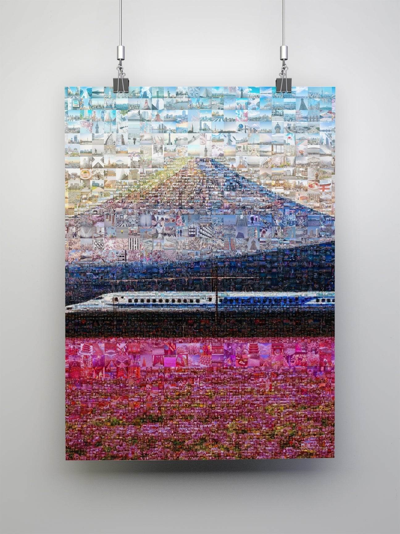 Tokyo Mosaic Art — Shinkansen Train Passing Mount Fuji - AtelierMosaics