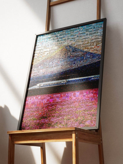Tokyo Mosaic Art — Shinkansen Train Passing Mount Fuji - AtelierMosaics