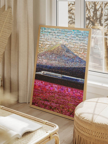 Tokyo Mosaic Art — Shinkansen Train Passing Mount Fuji - AtelierMosaics