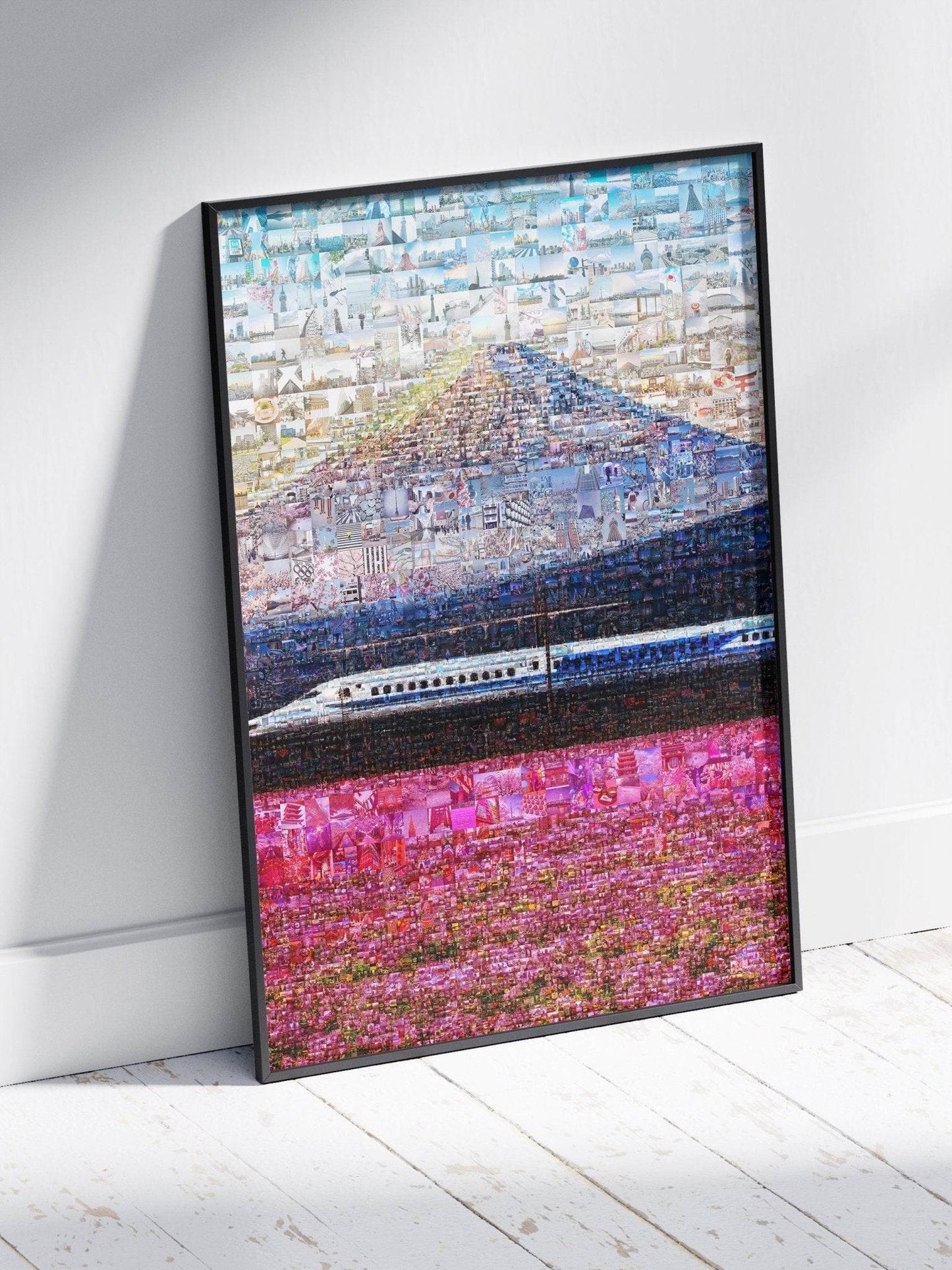 Tokyo Mosaic Art — Shinkansen Train Passing Mount Fuji - AtelierMosaics