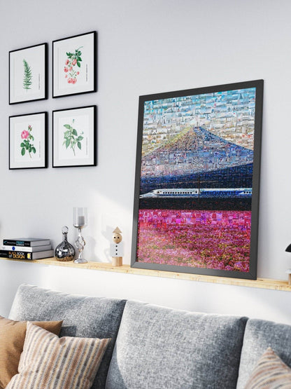 Tokyo Mosaic Art — Shinkansen Train Passing Mount Fuji - AtelierMosaics