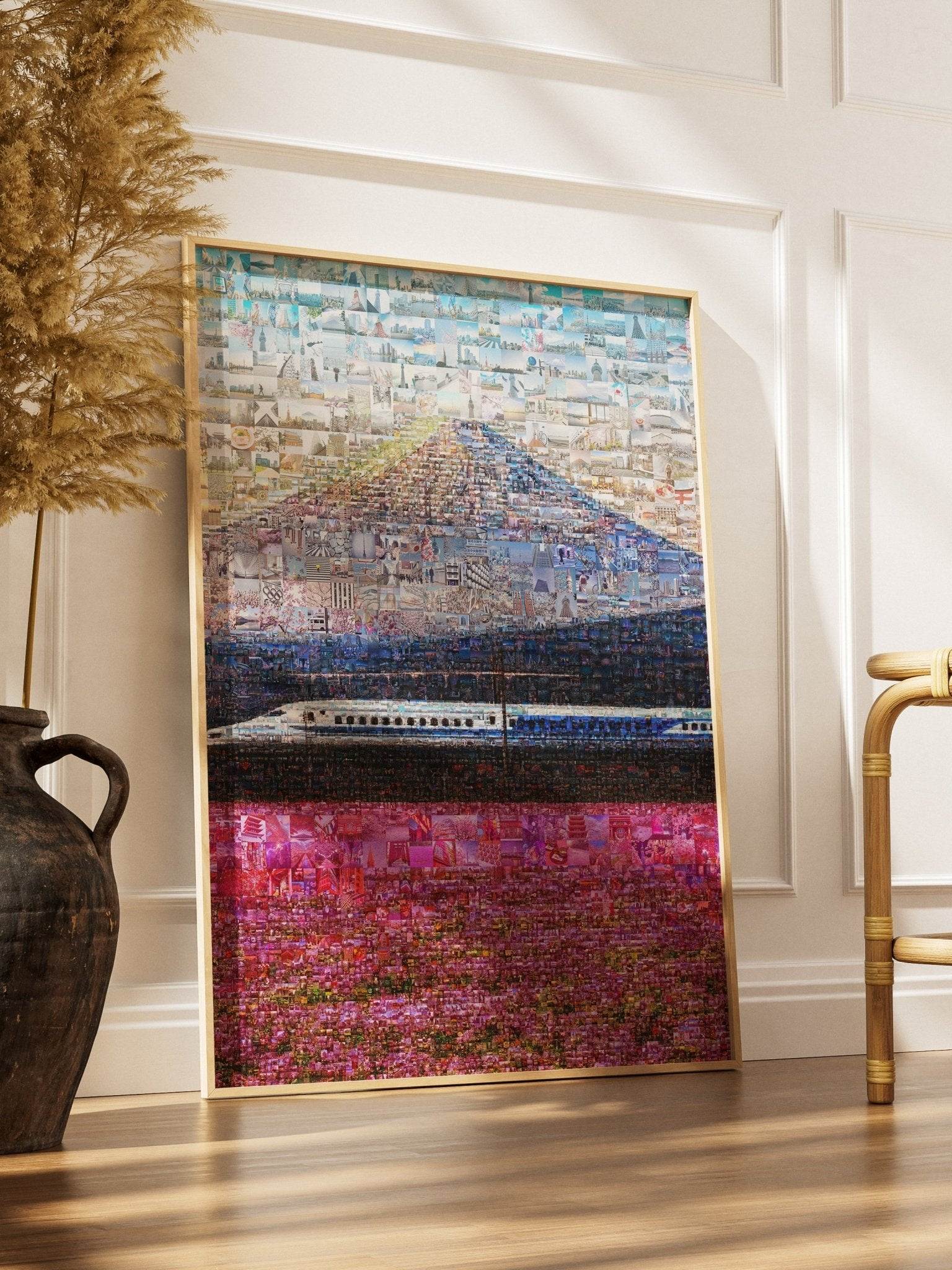 Tokyo Mosaic Art — Shinkansen Train Passing Mount Fuji - AtelierMosaics