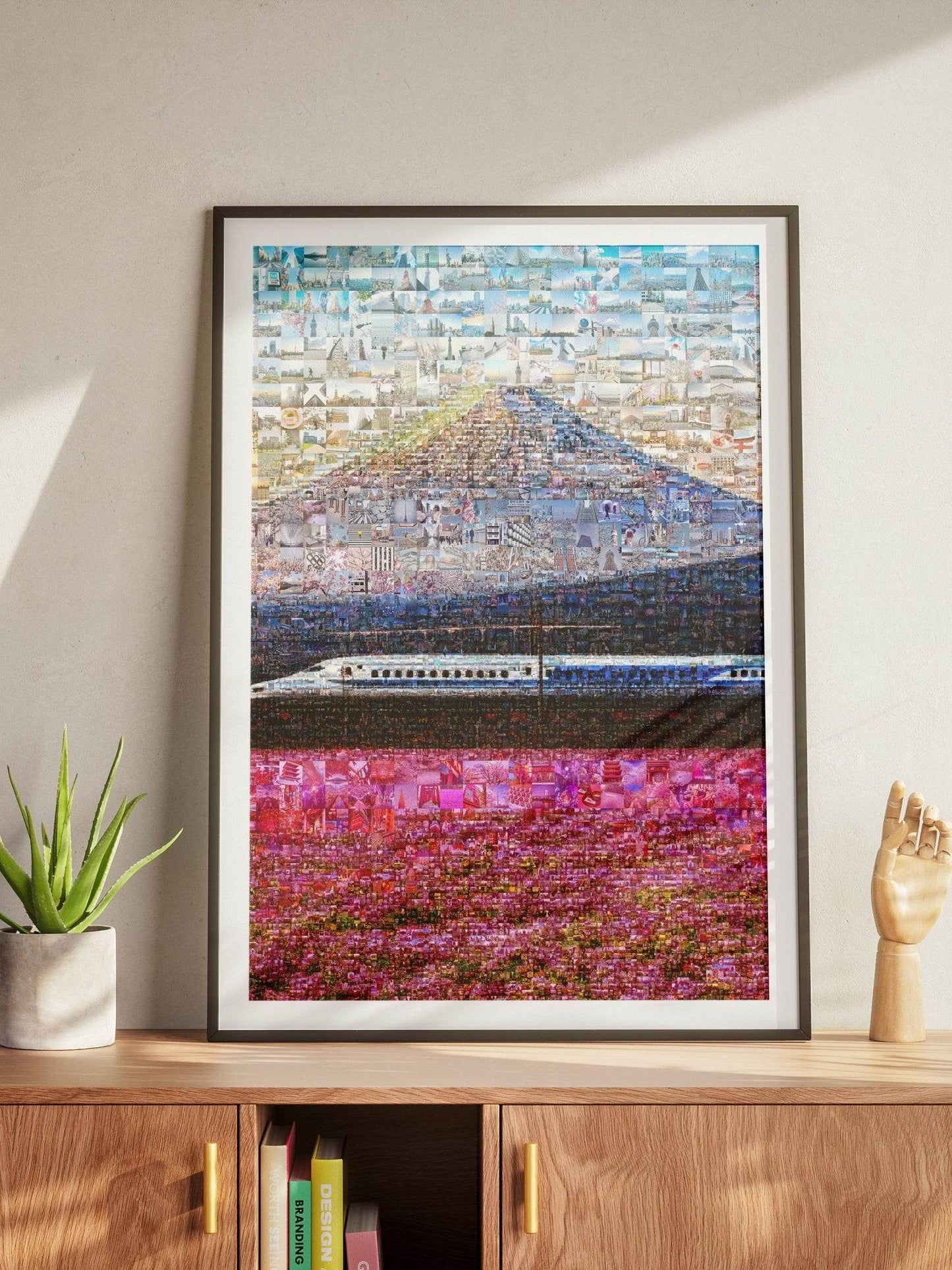 Tokyo Mosaic Art — Shinkansen Train Passing Mount Fuji - AtelierMosaics