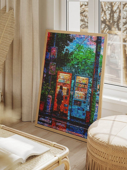 Tokyo Vending Night – Japanese Mosaic Wall Art - AtelierMosaics