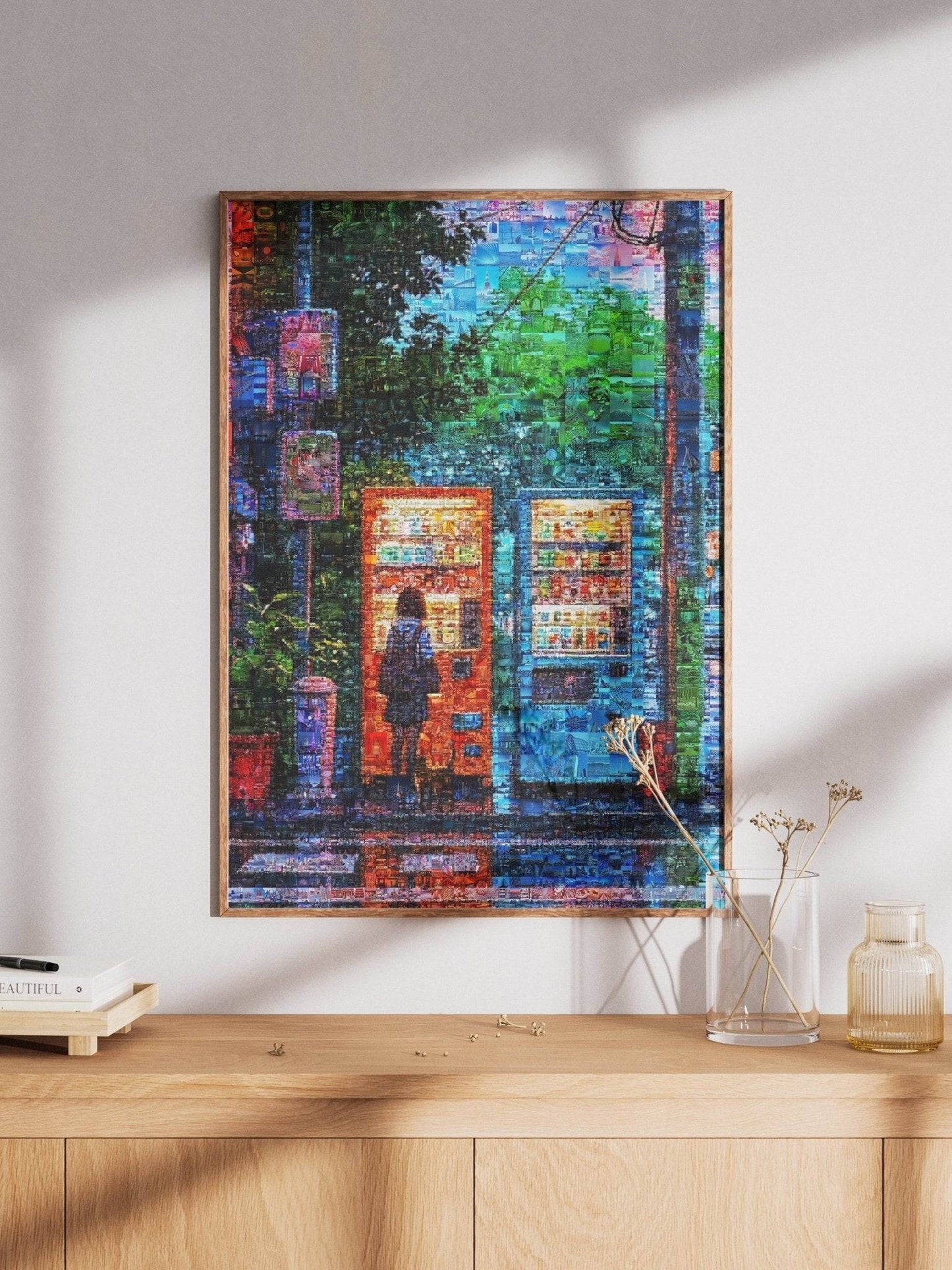 Tokyo Vending Night – Japanese Mosaic Wall Art - AtelierMosaics