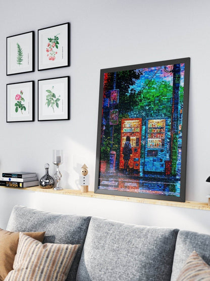 Tokyo Vending Night – Japanese Mosaic Wall Art - AtelierMosaics