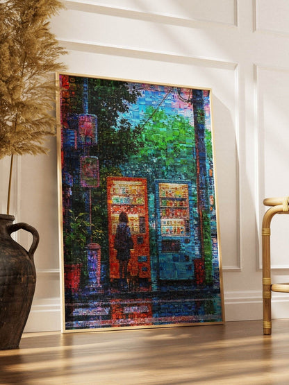 Tokyo Vending Night – Japanese Mosaic Wall Art - AtelierMosaics