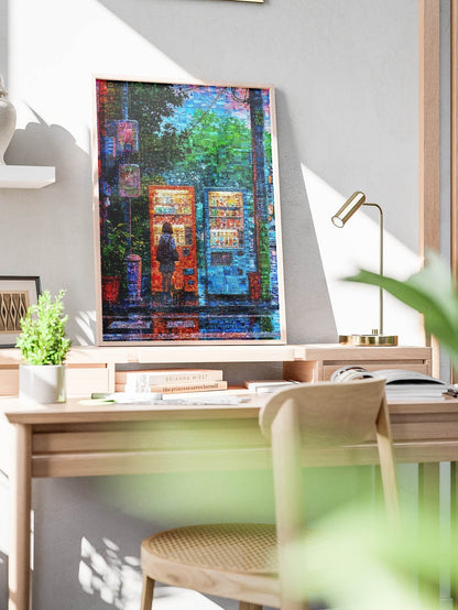 Tokyo Vending Night – Japanese Mosaic Wall Art - AtelierMosaics