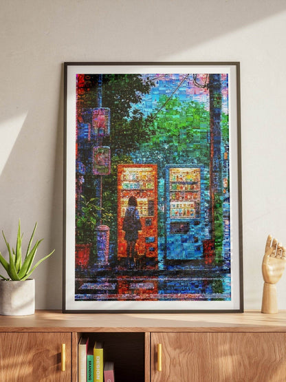 Tokyo Vending Night – Japanese Mosaic Wall Art - AtelierMosaics