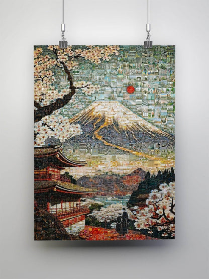 Mount Fuji & Sakura – Japanese Mosaic Wall Art - AtelierMosaics
