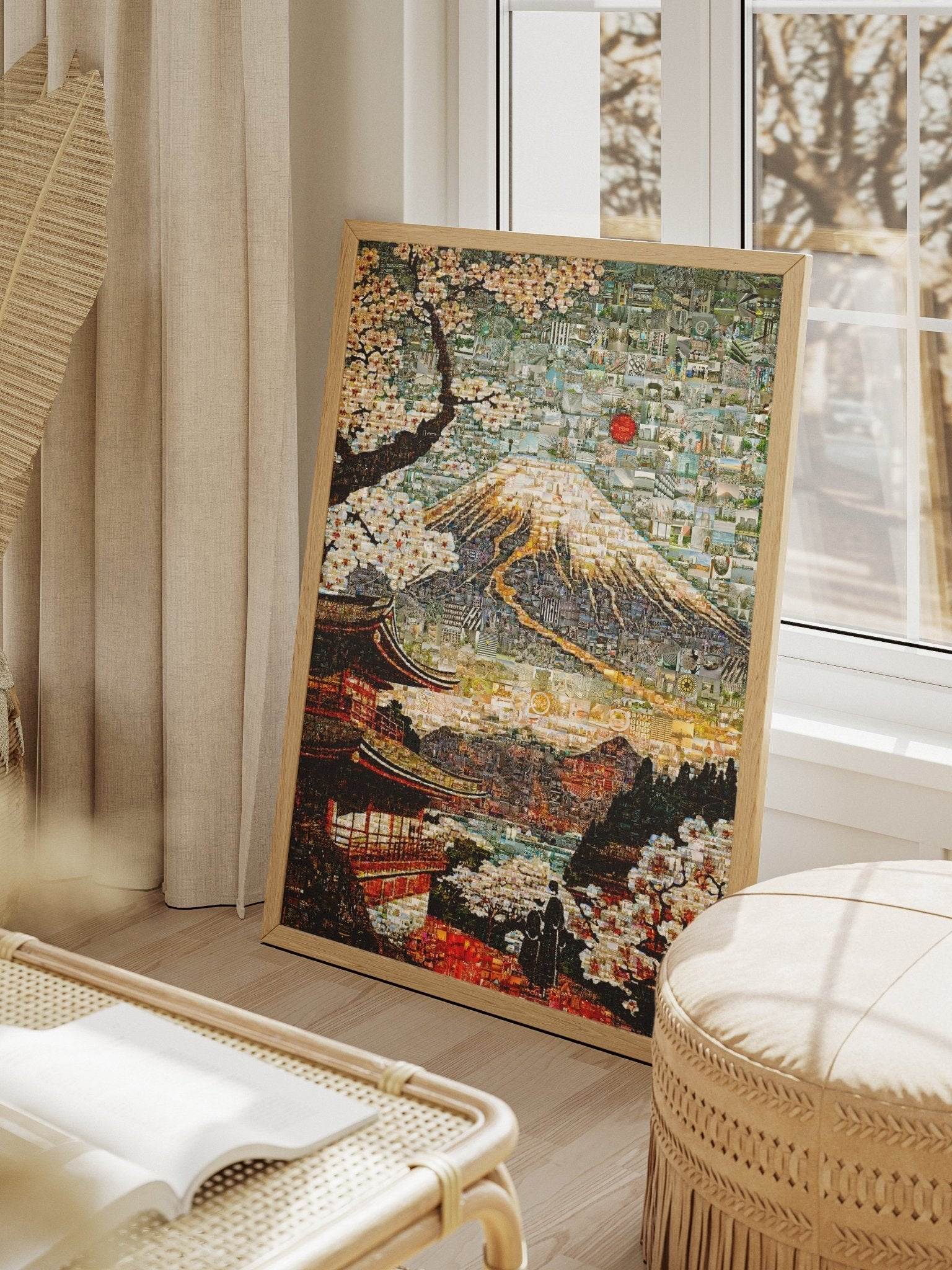 Mount Fuji & Sakura – Japanese Mosaic Wall Art - AtelierMosaics