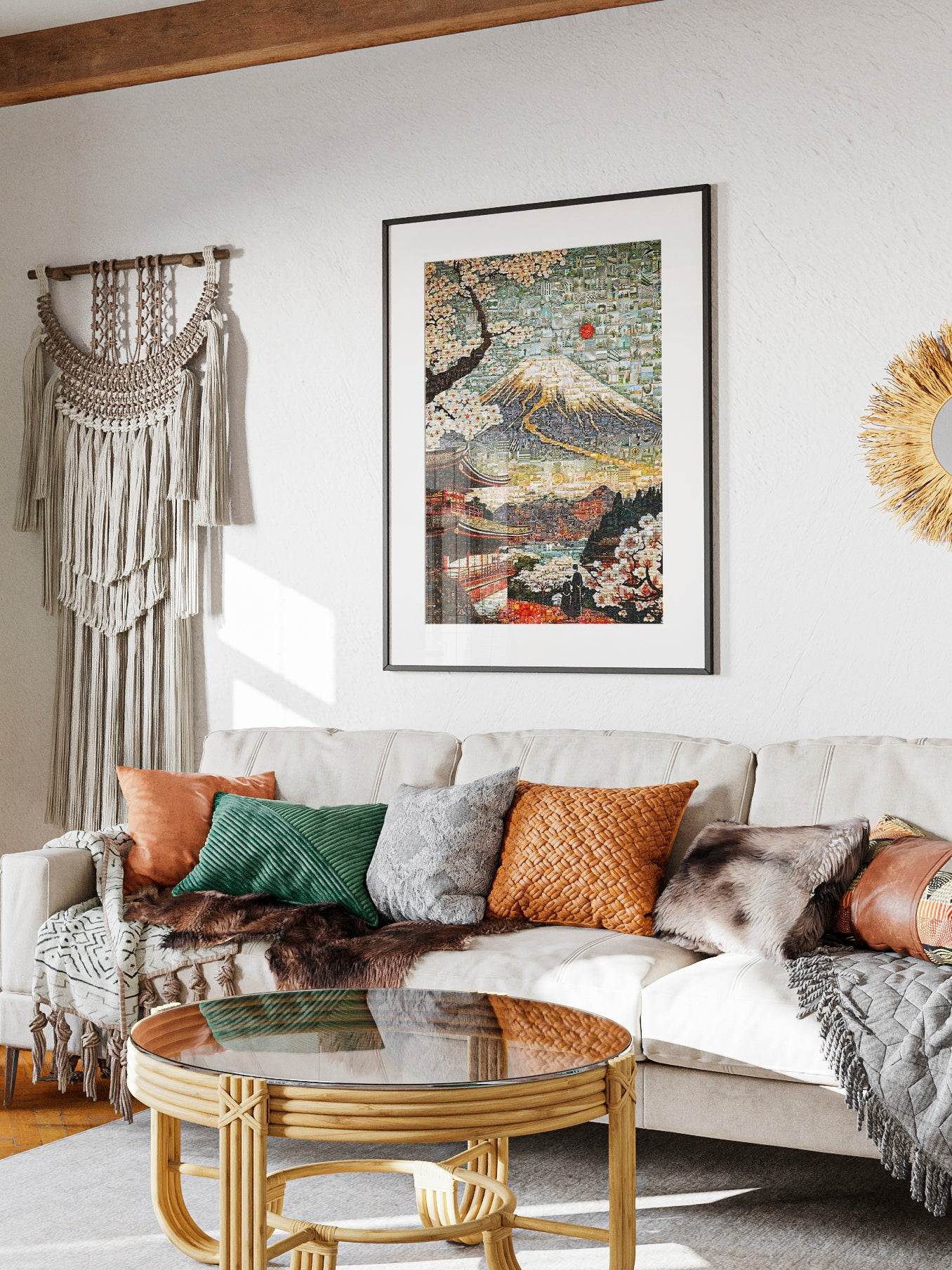 Mount Fuji & Sakura – Japanese Mosaic Wall Art - AtelierMosaics
