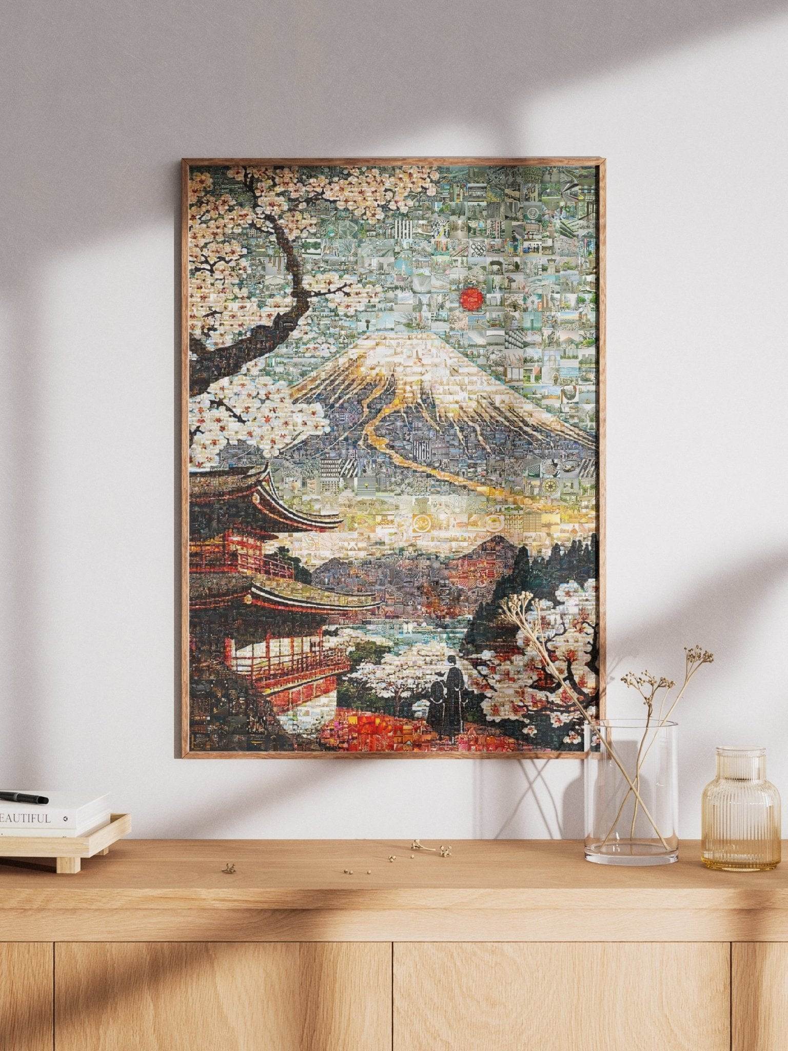 Mount Fuji & Sakura – Japanese Mosaic Wall Art - AtelierMosaics