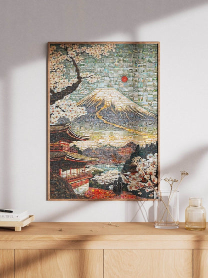 Mount Fuji & Sakura – Japanese Mosaic Wall Art - AtelierMosaics