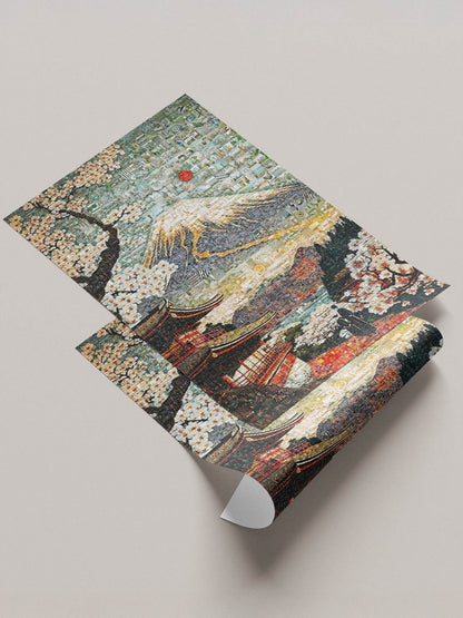 Mount Fuji & Sakura – Japanese Mosaic Wall Art - AtelierMosaics