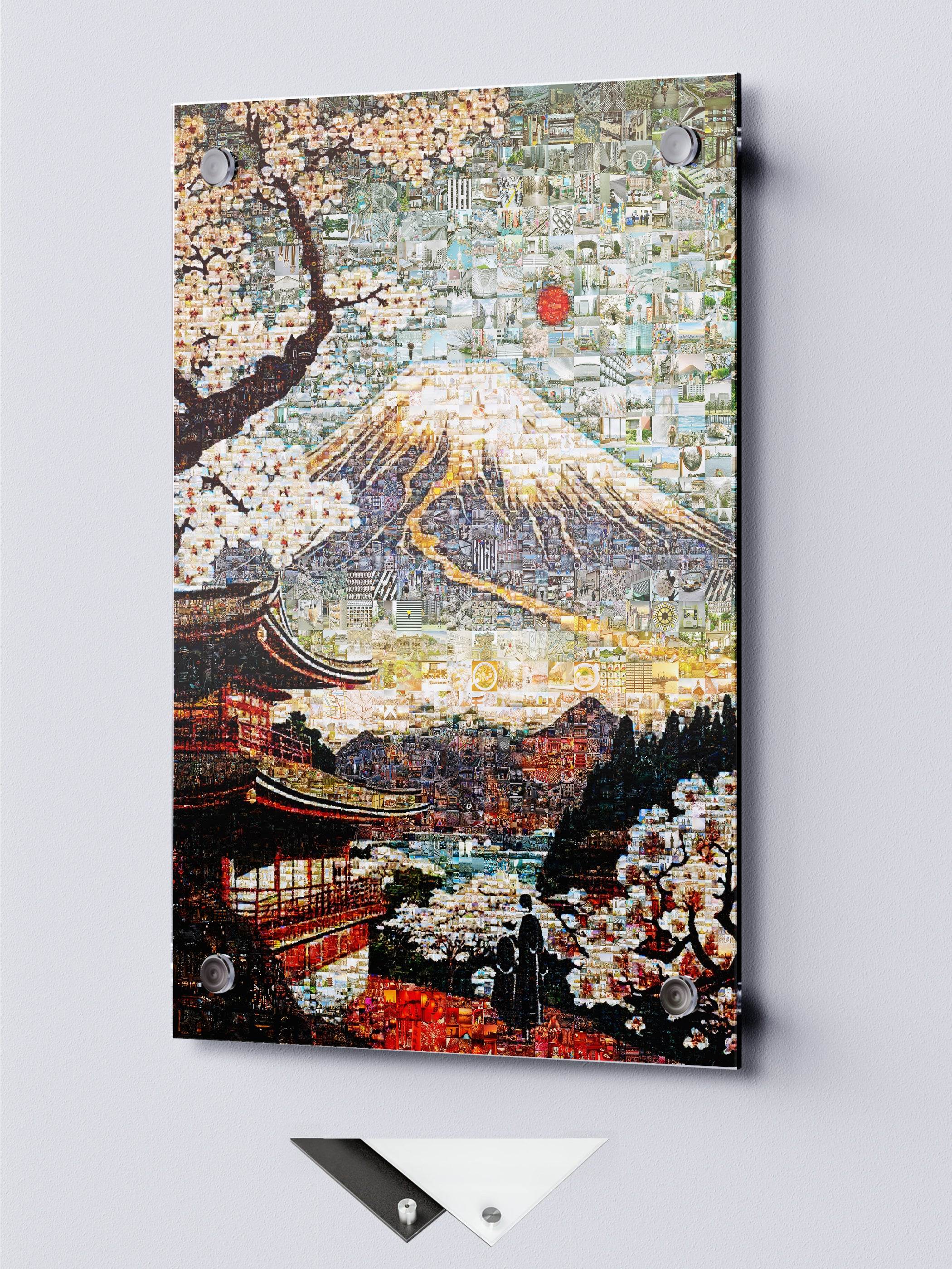 Mount Fuji & Sakura – Japanese Mosaic Wall Art – AtelierMosaics