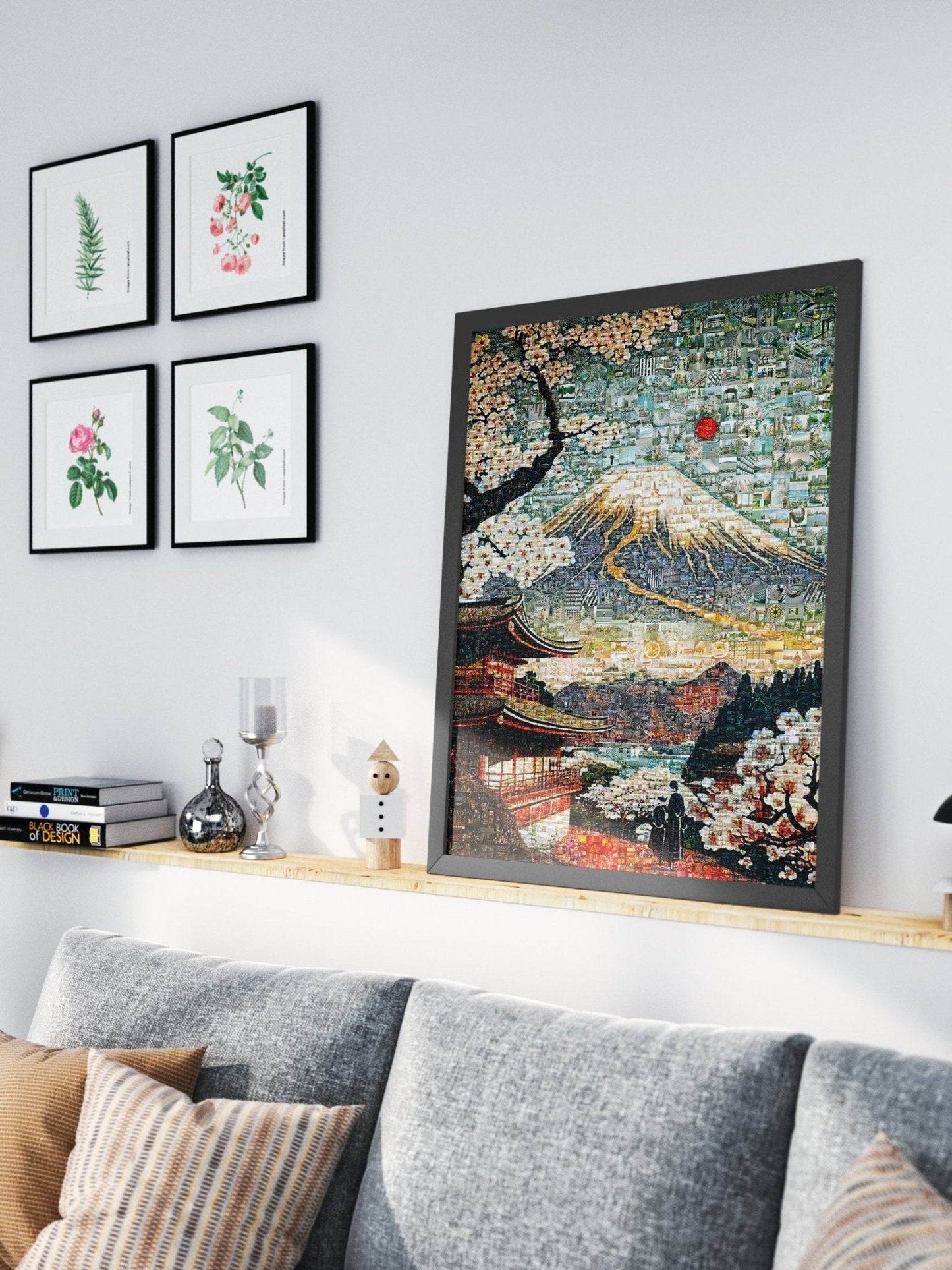 Mount Fuji & Sakura – Japanese Mosaic Wall Art - AtelierMosaics