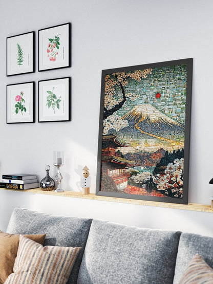 Mount Fuji & Sakura – Japanese Mosaic Wall Art - AtelierMosaics