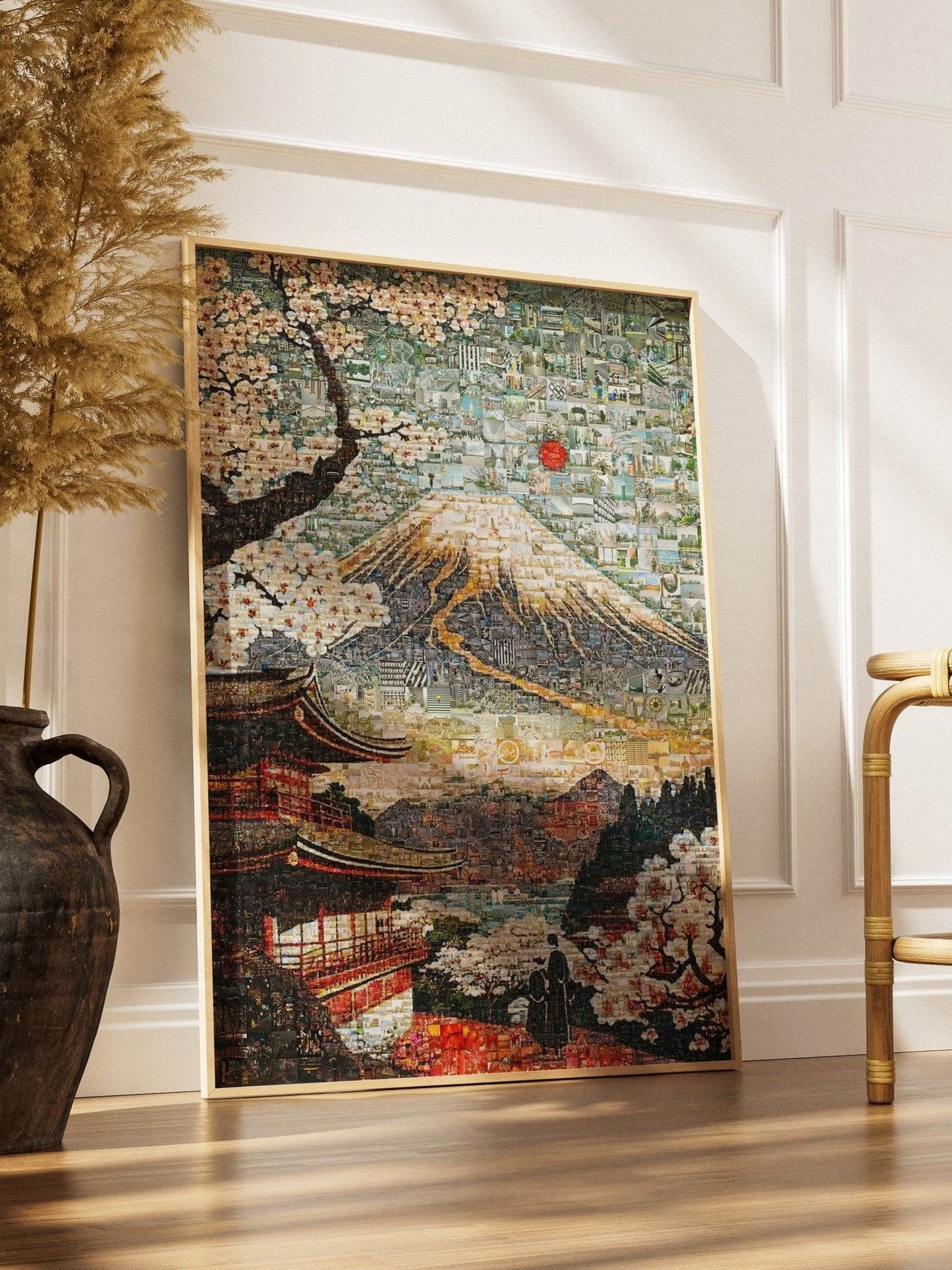 Mount Fuji & Sakura – Japanese Mosaic Wall Art - AtelierMosaics
