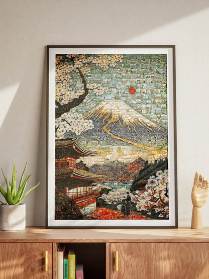 Mount Fuji & Sakura – Japanese Mosaic Wall Art - AtelierMosaics