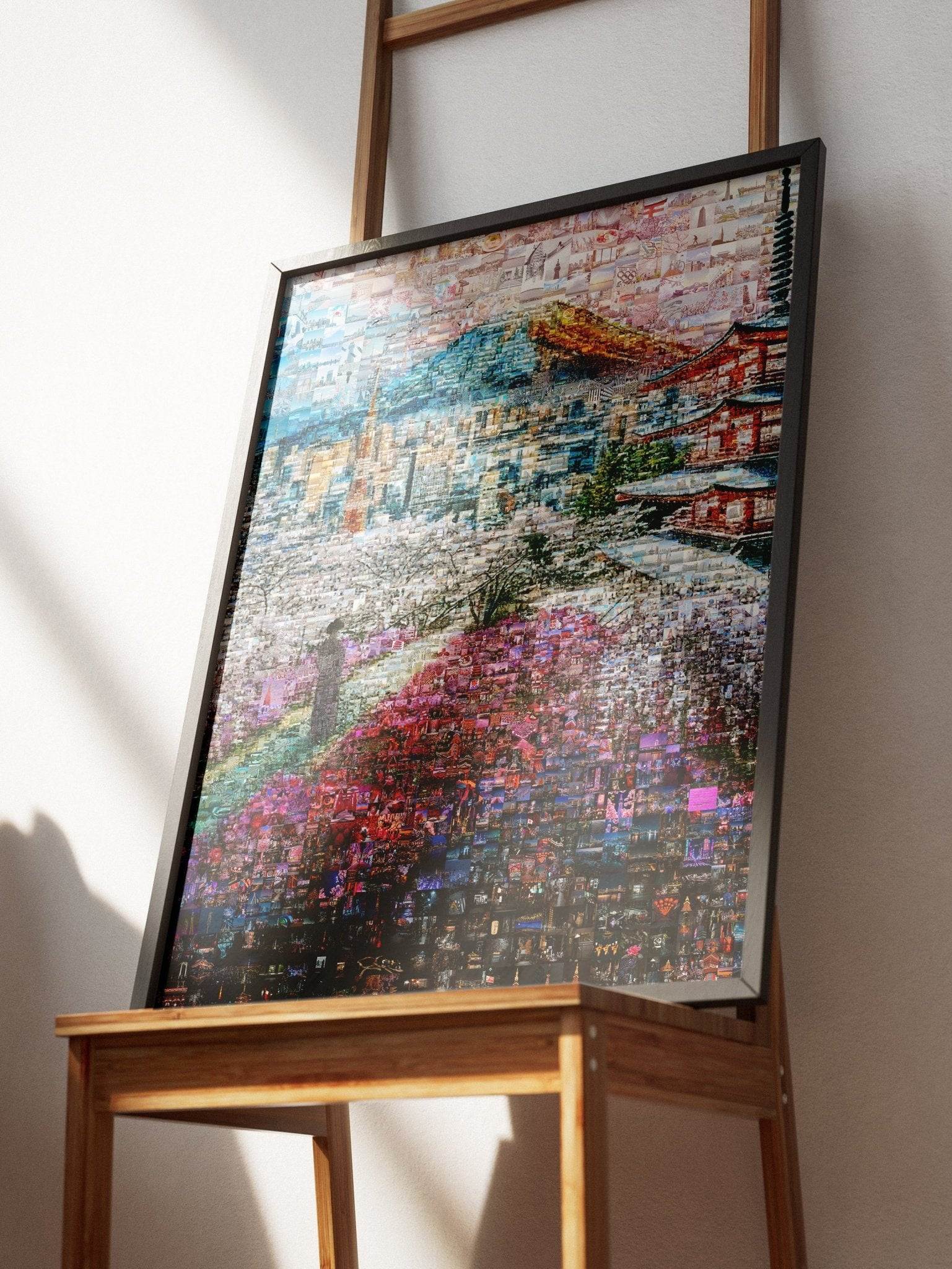 Fuji & Pagoda View – Japanese Mosaic Wall Art - AtelierMosaics