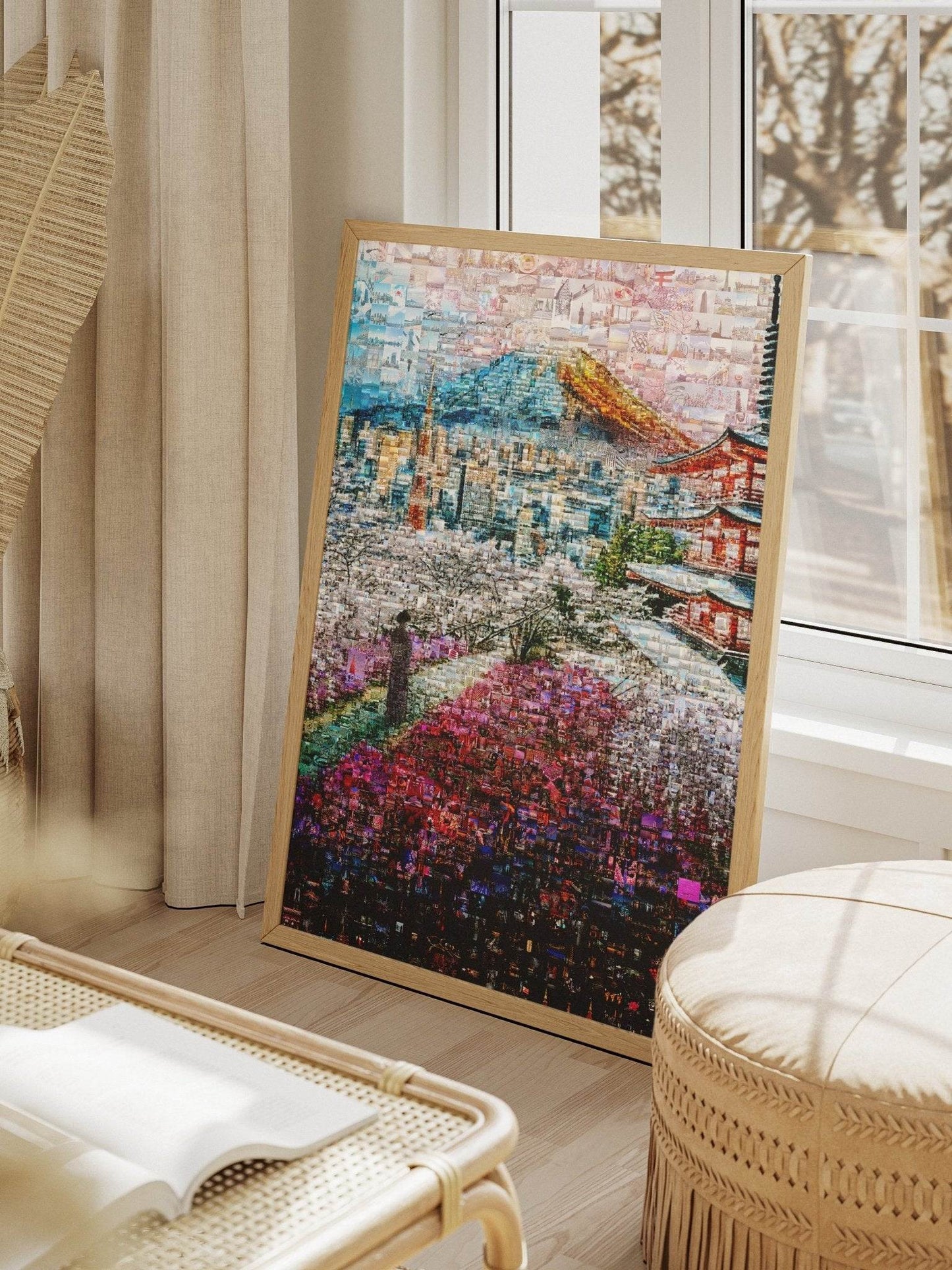 Fuji & Pagoda View – Japanese Mosaic Wall Art - AtelierMosaics