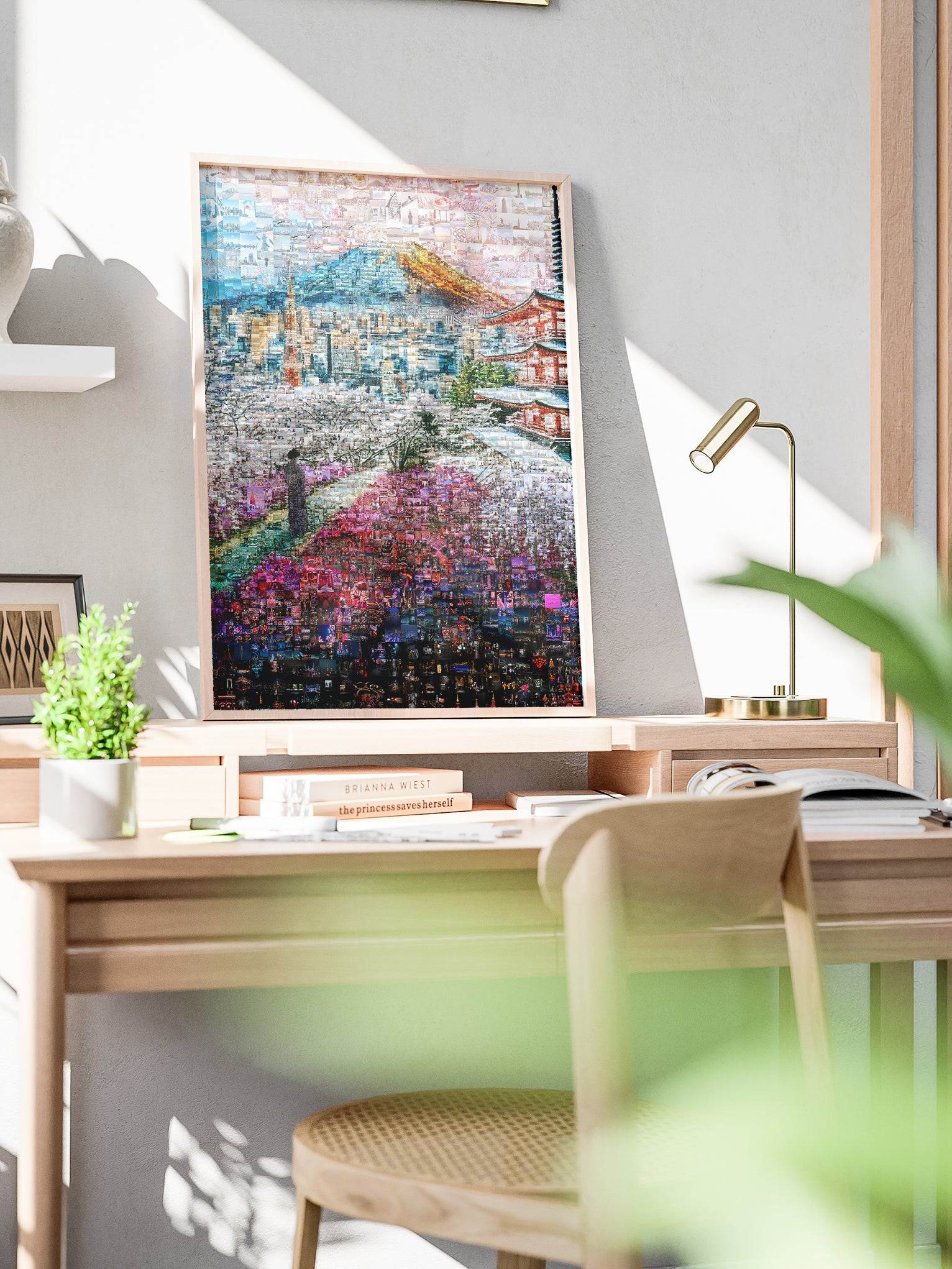 Fuji & Pagoda View – Japanese Mosaic Wall Art - AtelierMosaics