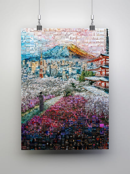 Fuji & Pagoda View – Japanese Mosaic Wall Art AtelierMosaics