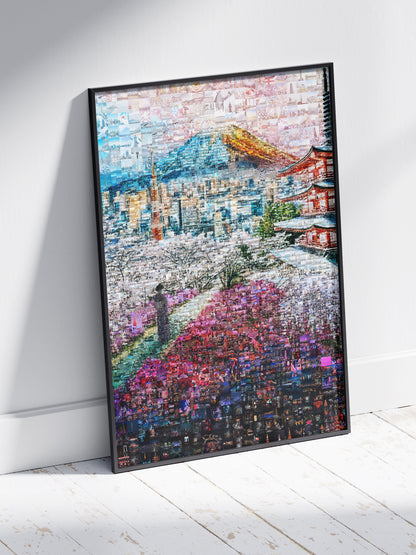 Fuji & Pagoda View – Japanese Mosaic Wall Art AtelierMosaics