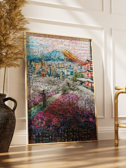 Fuji & Pagoda View – Japanese Mosaic Wall Art AtelierMosaics