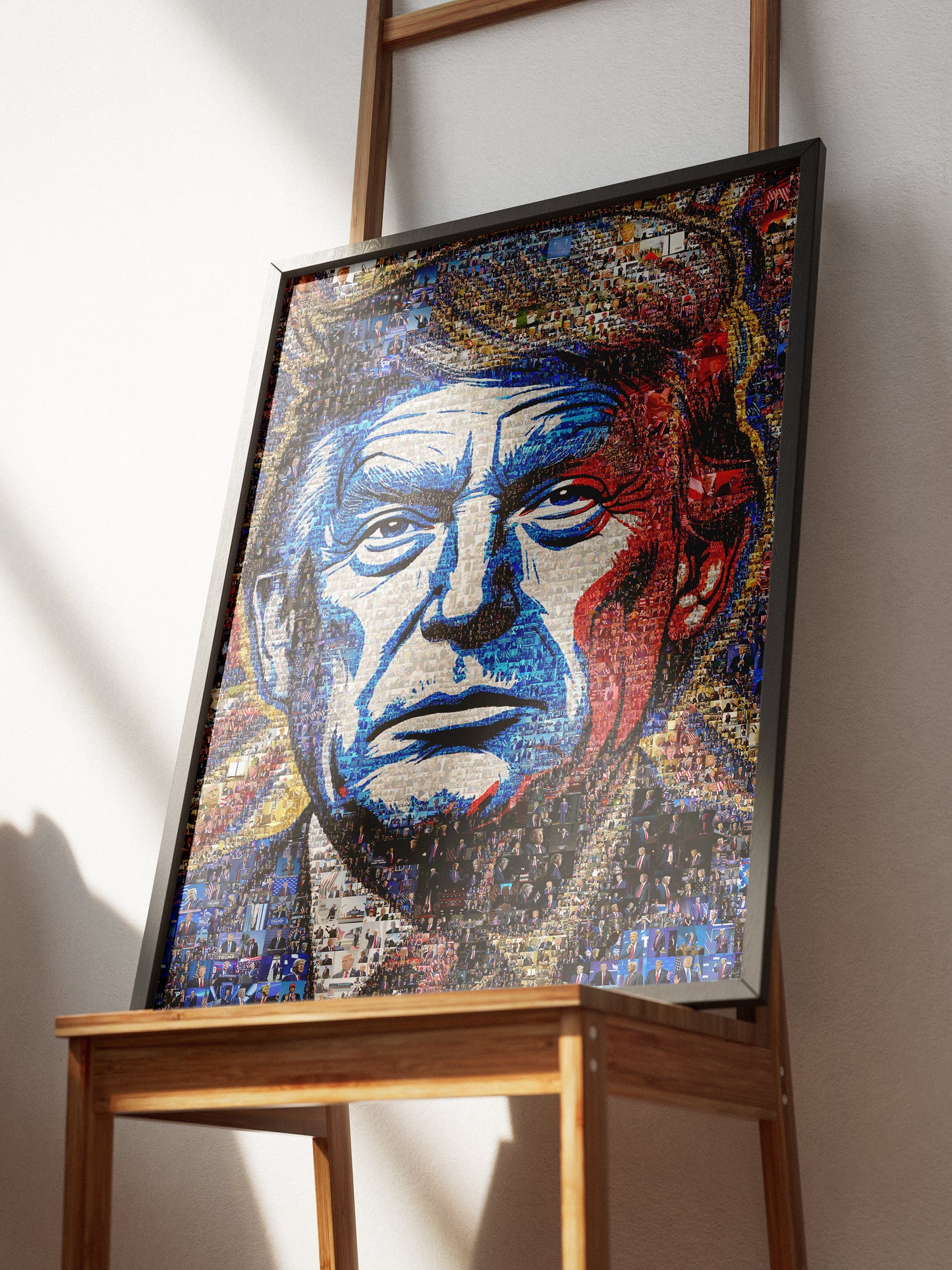 Donald Trump Pop Art Portrait – Red, White & Blue Mosaic Edition AtelierMosaics