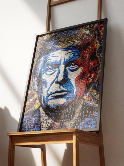 Donald Trump Pop Art Portrait – Red, White & Blue Mosaic Edition AtelierMosaics