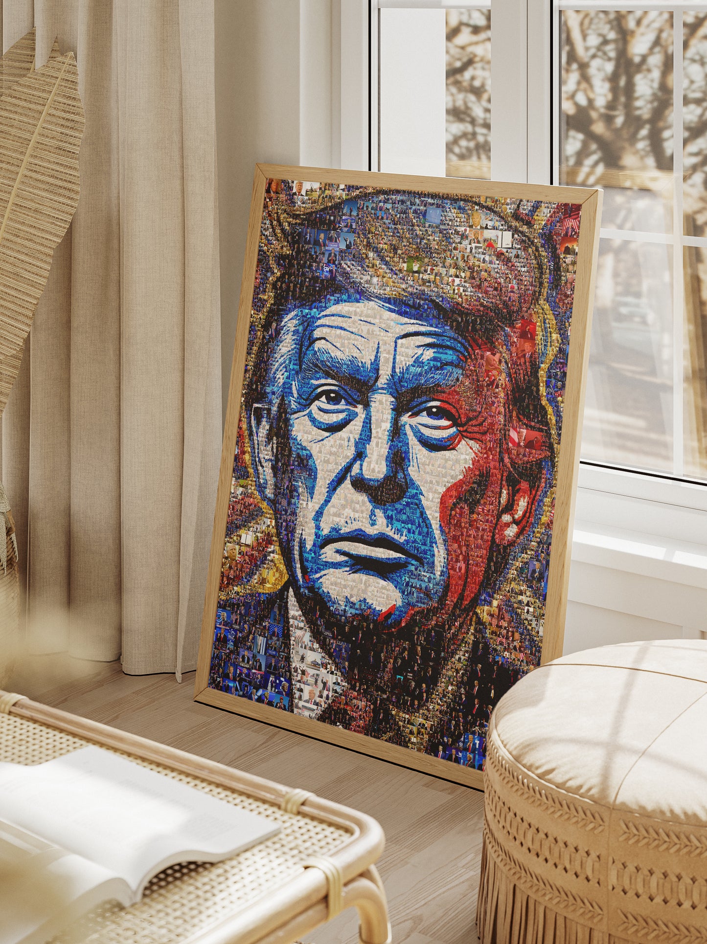 Donald Trump Pop Art Portrait – Red, White & Blue Mosaic Edition AtelierMosaics