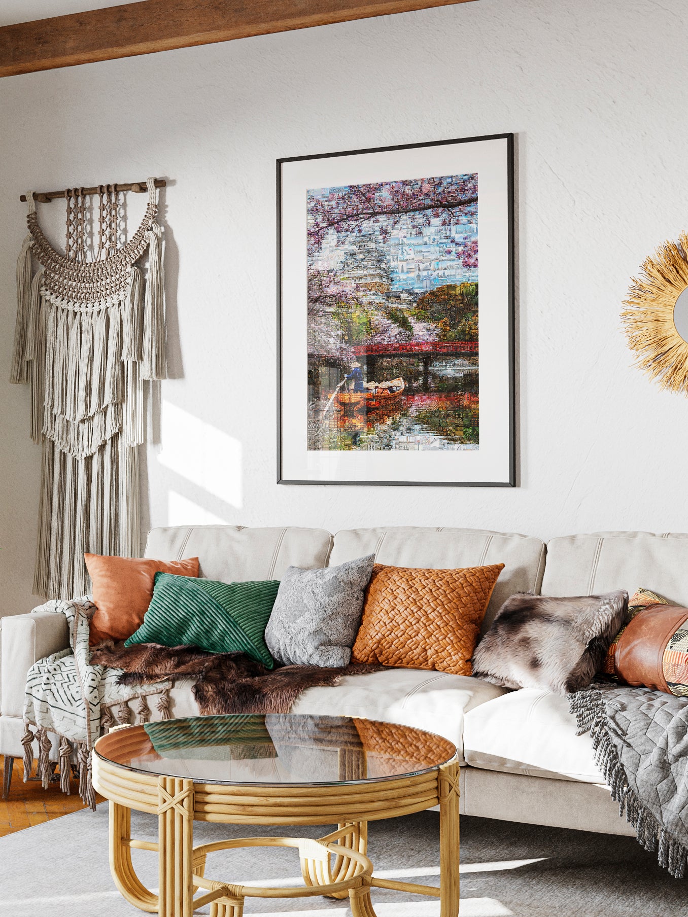 Tokyo Mosaic Art — Boat under Sakura Trees and Castle View AtelierMosaics