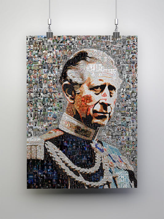 Royal Mosaic Artwork of King Charles III | Unique UK Art Piece for Collectors