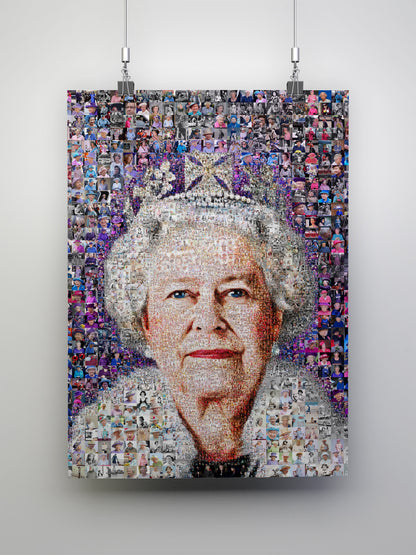 Stunning Elizabeth II Mosaic Artwork - Iconic British Queen Portrait for Home Decor