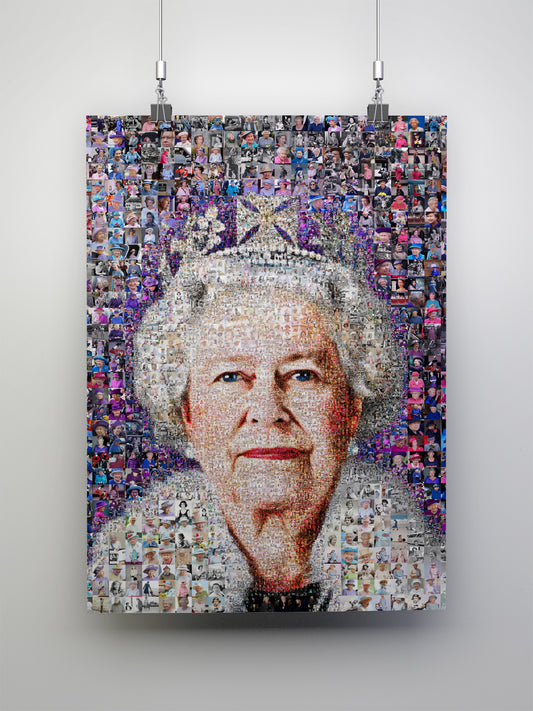 Stunning Elizabeth II Mosaic Artwork - Iconic British Queen Portrait for Home Decor