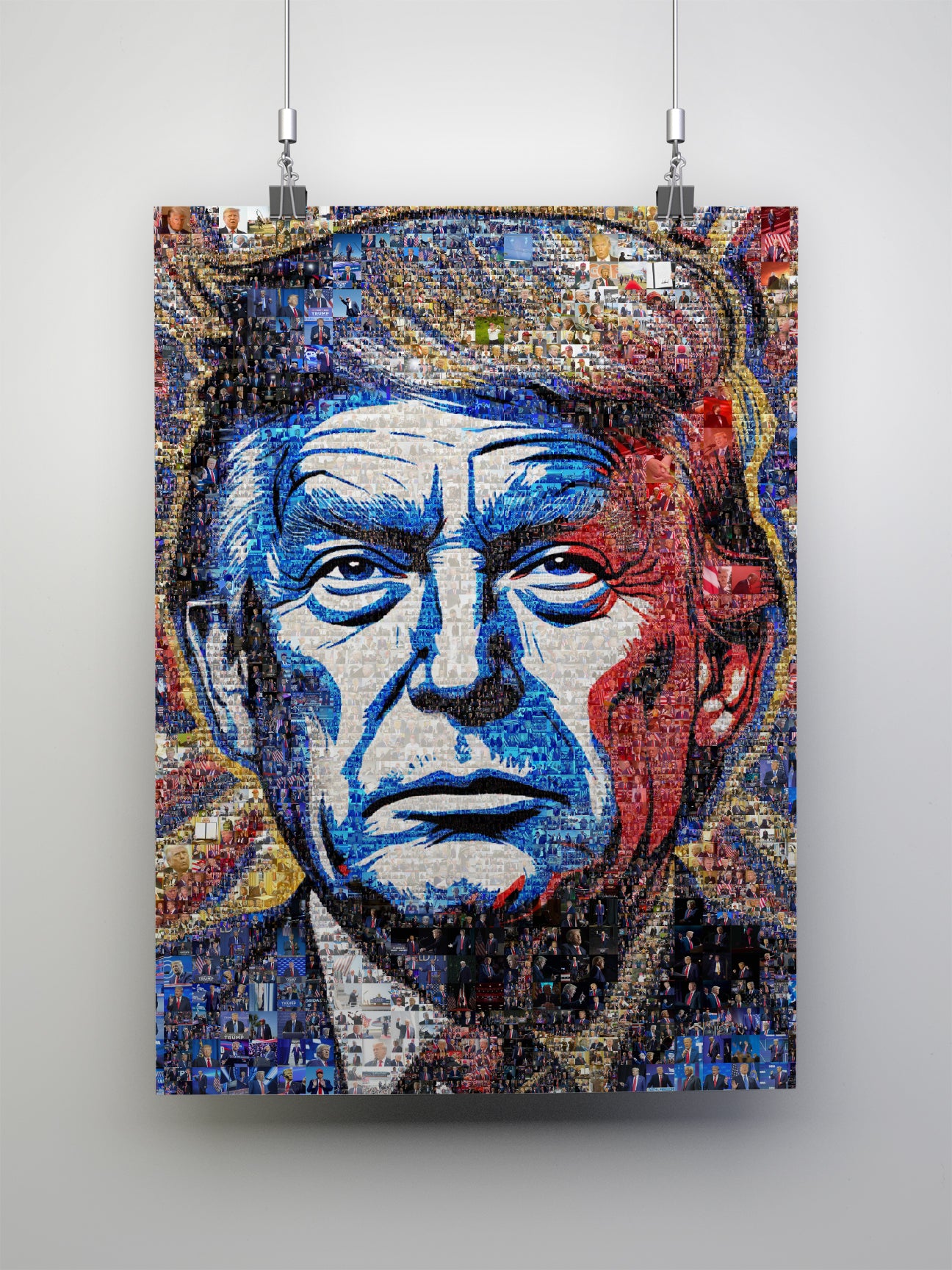 Donald Trump Pop Art Portrait – Red, White & Blue Mosaic Edition AtelierMosaics