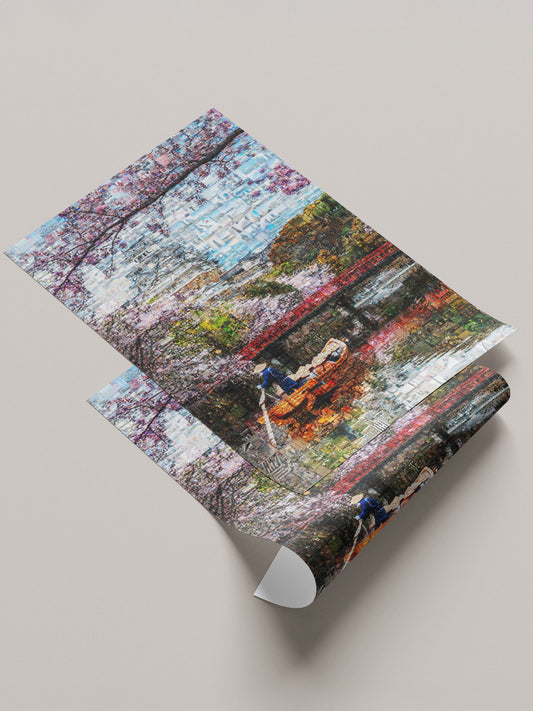 Tokyo Mosaic Art — Boat under Sakura Trees and Castle View AtelierMosaics