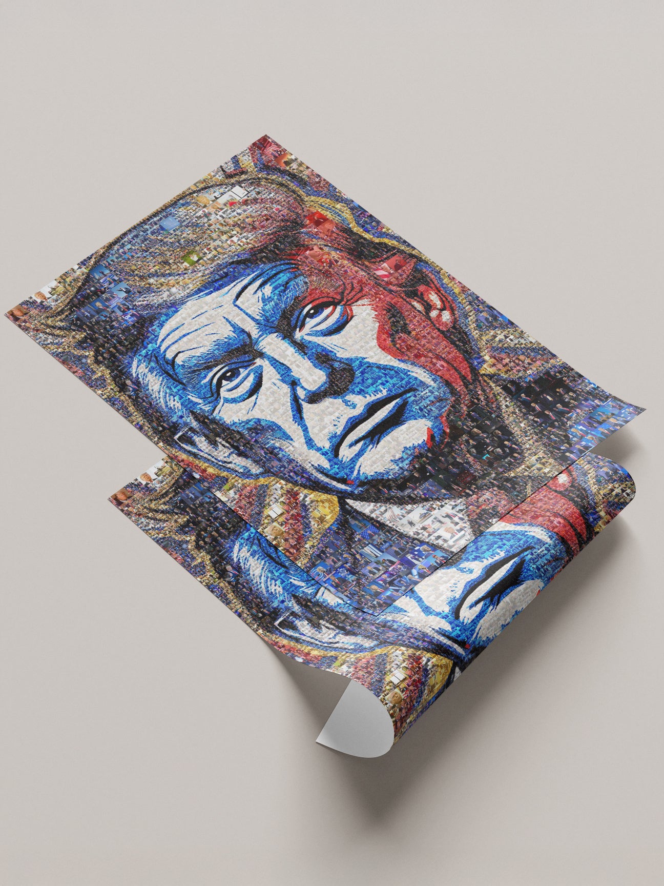Donald Trump Pop Art Portrait – Red, White & Blue Mosaic Edition AtelierMosaics