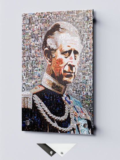 Royal Mosaic Artwork of King Charles III | Unique UK Art Piece for Collectors