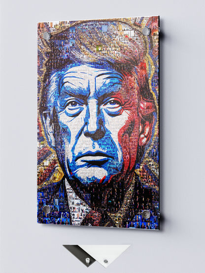 Donald Trump Pop Art Portrait – Red, White & Blue Mosaic Edition AtelierMosaics